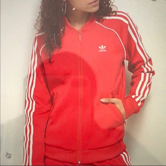 adidas track jacket women's red